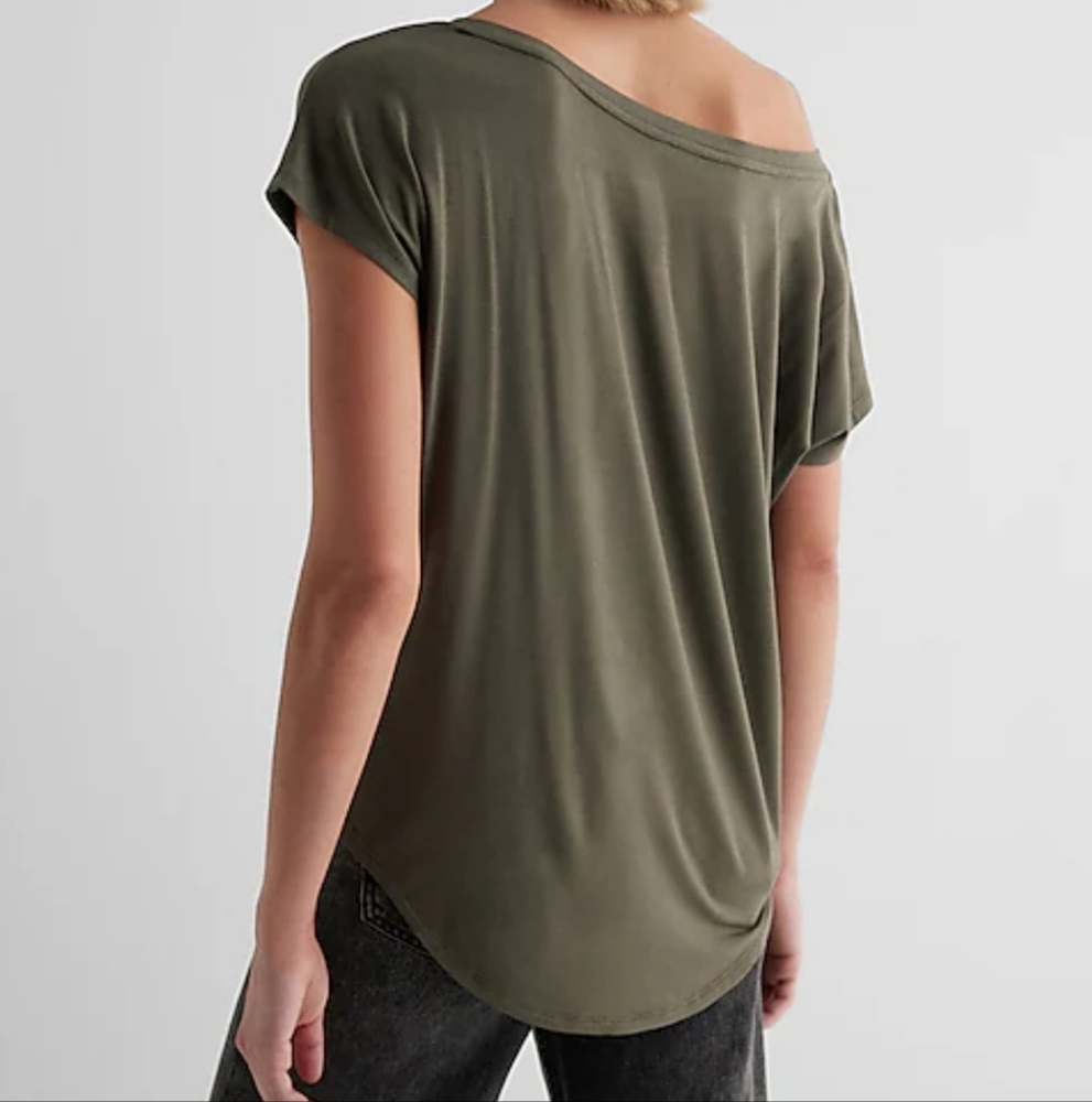 100% Cotton Olive Green Women's Soft Tee Top